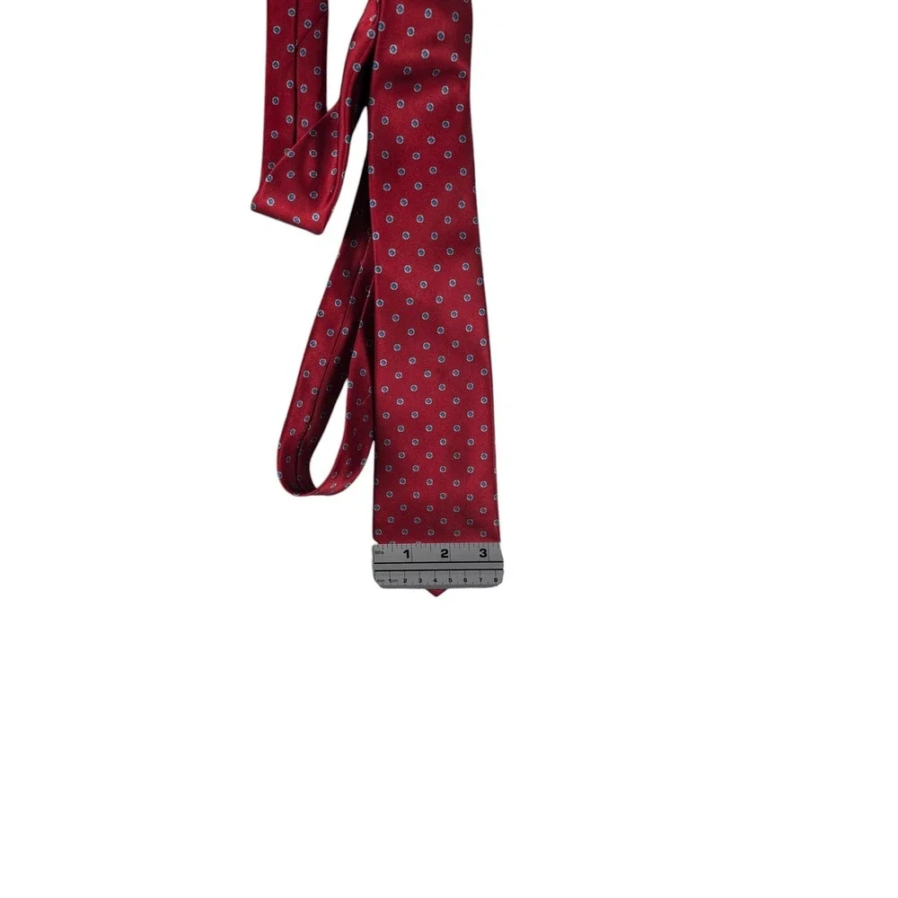 Egon Von Furstenberg Red Tie‎ Blue Polka-Dot Silk Blend Power Classic Career